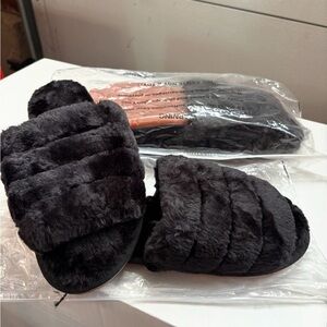 Black Furry Slippers